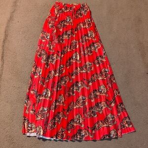 Red Tiger Print Women's Skirt